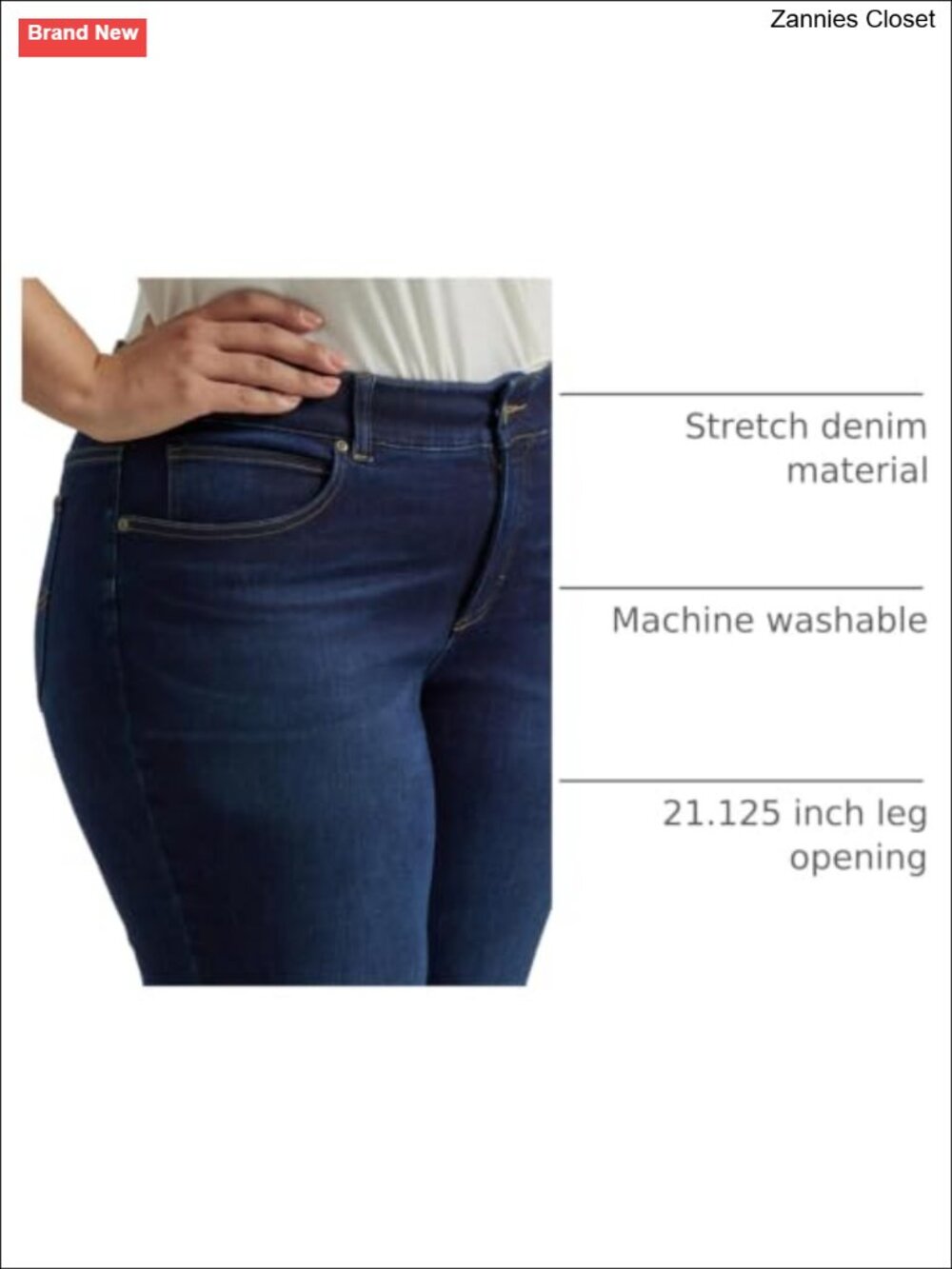 Women's Bootcut Jeans Regular Fit Mid Rise Stretch Denim Elastic Waist - Picture 5 of 5